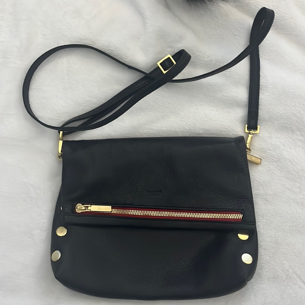 Hammitt Foldover Crossbody Black Red